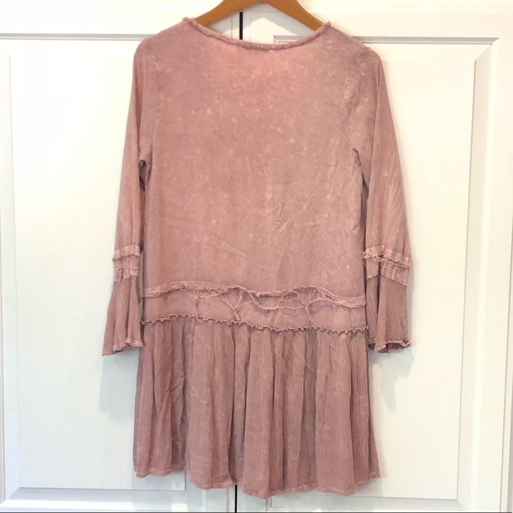 NEW Abree Mineral Washed Rose Tunic Dress - Picture 2 of 5